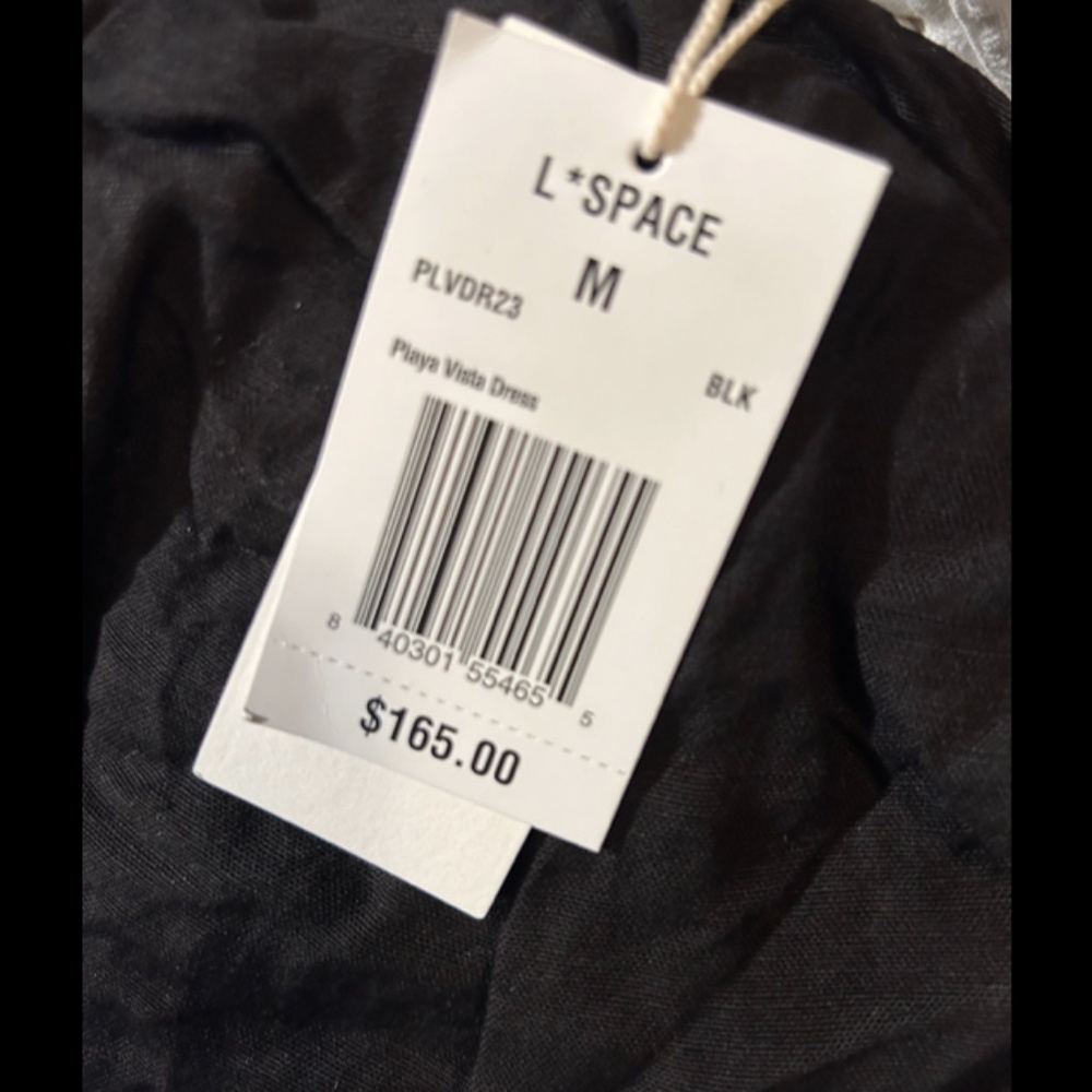 L*Space Playa Vista Open Crossback Linen Blend Midi Dress Black Size M - NWT - Picture 5 of 8